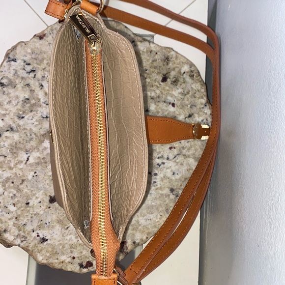 Valentina Genuine Leather Taupe Croc Embossed Crossbody Purse-Made in Italy - Picture 8 of 15